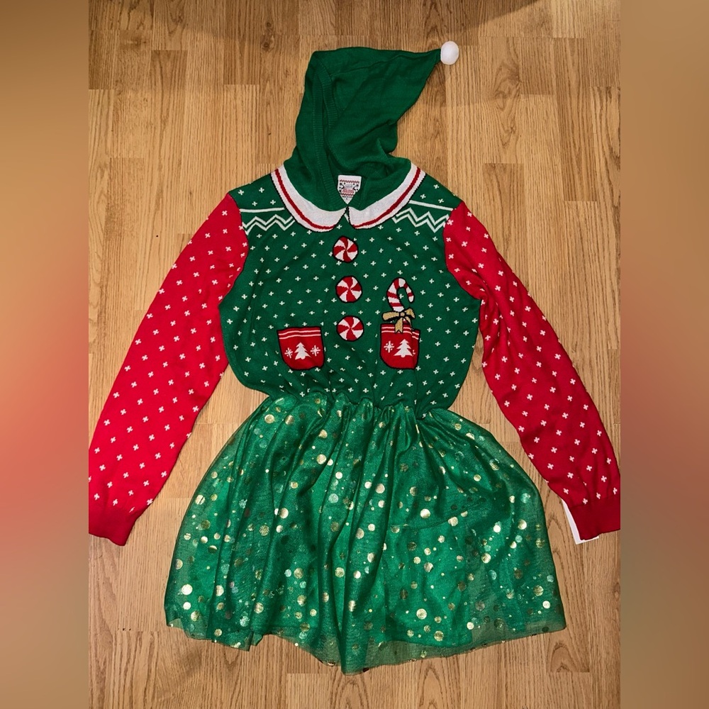 Girls Elf Sweater Dress Size Large New